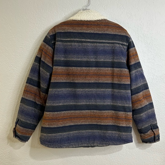 Rip Curl Sherpa Lined Striped Jacket Zip Front Size M - Picture 5 of 15